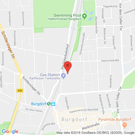Position der Autogas-Tankstelle: Raiffeisen-warengenossenschaft Osthannover Eg in 31303, Burgdorf