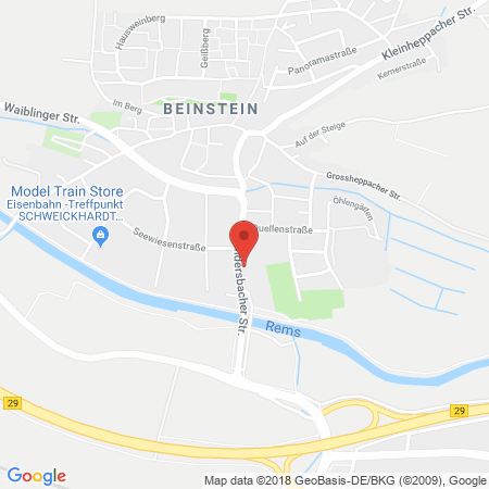 Position der Autogas-Tankstelle: AVIA Tankstelle in 71334, Waiblingen-beinstein