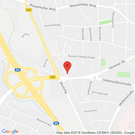 Position der Autogas-Tankstelle: Shell Tankstelle in 45657, Recklinghausen