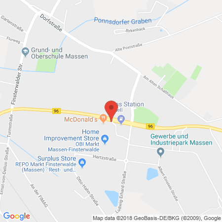 Position der Autogas-Tankstelle: Shell Tankstelle in 03238, Finsterwalde Massen