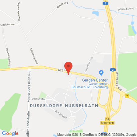 Position der Autogas-Tankstelle: Aral Tankstelle in 40629, Düsseldorf