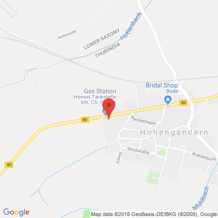 Position der Autogas-Tankstelle: Honsel Ts Hohengandern in 37318, Hohengandern