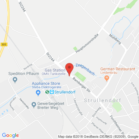 Position der Autogas-Tankstelle: OMV Tankstelle in 96129, Strullendorf