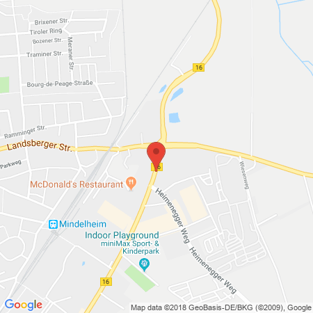 Position der Autogas-Tankstelle: Baywa Tankstelle Mindelheim in 87719, Mindelheim