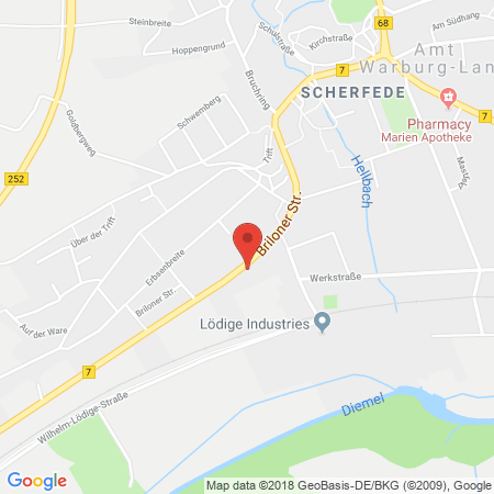 Position der Autogas-Tankstelle: Bft-tankstelle Warburg in 34414, Warburg