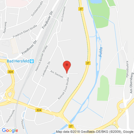 Position der Autogas-Tankstelle: AVIA Tankstelle in 36251, Bad Hersfeld