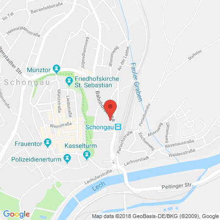 Position der Autogas-Tankstelle: Esso Tankstelle in 86956, Schongau