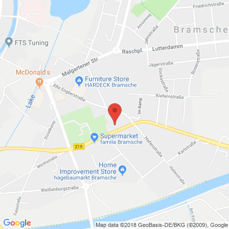 Position der Autogas-Tankstelle: Esso Tankstelle in 49565, Bramsche