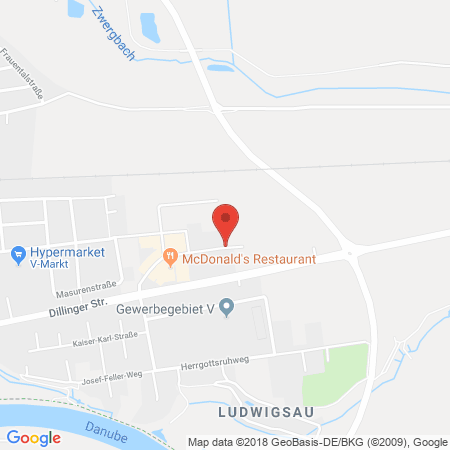 Position der Autogas-Tankstelle: Aral Tankstelle in 89415, Lauingen An Der Donau