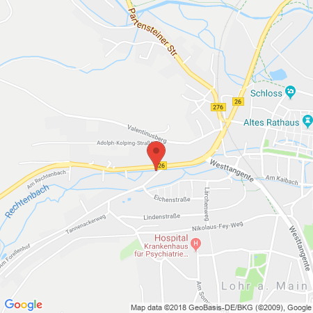 Position der Autogas-Tankstelle: OMV Tankstelle in 97816, Lohr