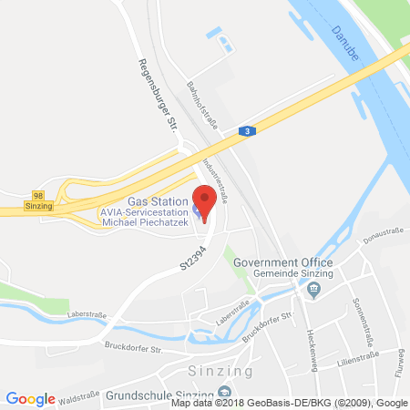 Position der Autogas-Tankstelle: AVIA Tankstelle in 93161, Sinzing