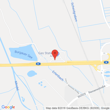 Position der Autogas-Tankstelle: Aral Tankstelle, Bat Burgauer See Nord in 89331, Burgau