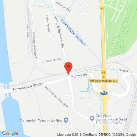 Position der Autogas-Tankstelle: Hoyer Tanktreff Wilhelmsburg in 21107, Hamburg-Wilhelmsburg