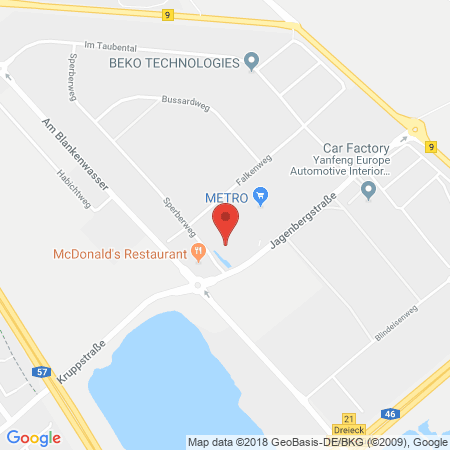 Position der Autogas-Tankstelle: Supermarkt-tankstelle Neuss Jagenbergstrasse in 41468, Neuss