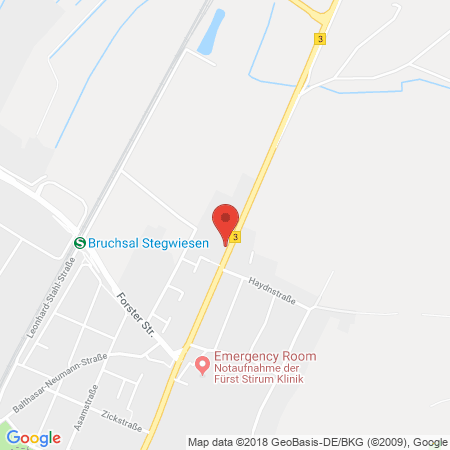 Position der Autogas-Tankstelle: OMV Tankstelle in 76646, Bruchsal