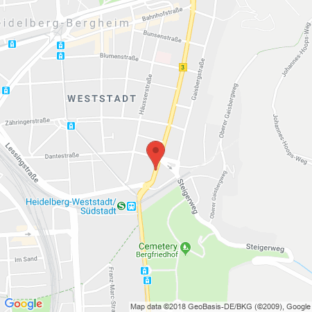 Position der Autogas-Tankstelle: Shell Tankstelle in 69115, Heidelberg