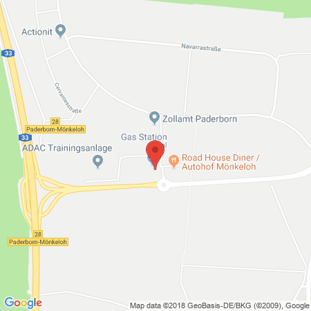Position der Autogas-Tankstelle: Aral Tankstelle in 33106, Paderborn
