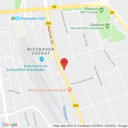 Position der Autogas-Tankstelle: Tankcenter Wiesbaden in 65189, Wiesbaden