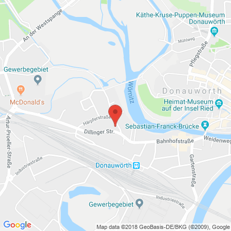 Position der Autogas-Tankstelle: Esso Tankstelle in 86609, Donauwoerth