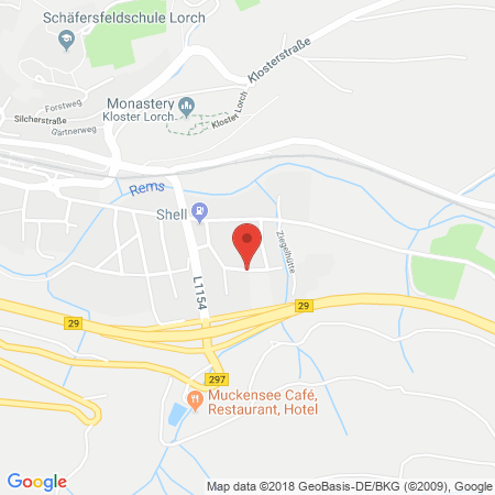 Position der Autogas-Tankstelle: Shell Tankstelle in 73547, Lorch