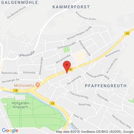 Position der Autogas-Tankstelle: Shell Tankstelle in 91522, Ansbach