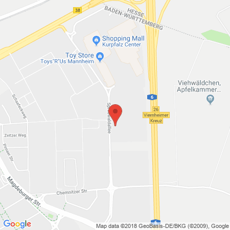 Position der Autogas-Tankstelle: Supermarkt-tankstelle Am Real,- Markt Mannheim Spreewaldallee 38-40 in 68309, Mannheim