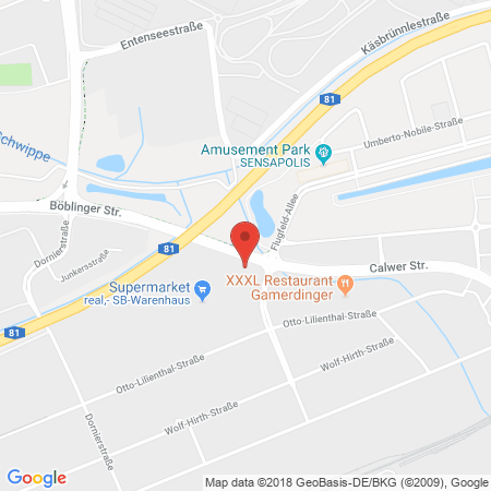 Position der Autogas-Tankstelle: Supermarkt-tankstelle Am Real,- Markt Boeblingen Otto-lilienthal-str. 24 in 71034, Boeblingen