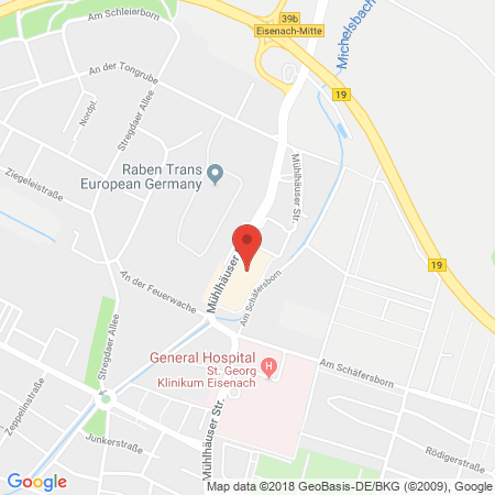 Position der Autogas-Tankstelle: Tankstelle Am Marktkauf in 99817, Eisenach
