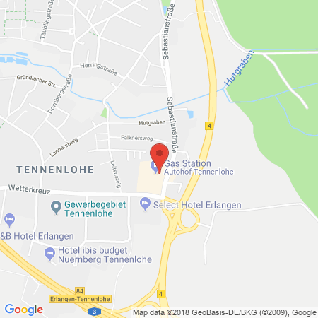 Position der Autogas-Tankstelle: Total Autohof Erlangen in 91058, Erlangen