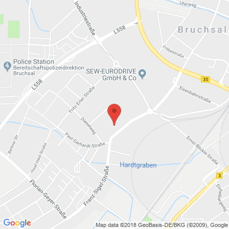 Position der Autogas-Tankstelle: Tankstelle Am E-center in 76646, Bruchsal