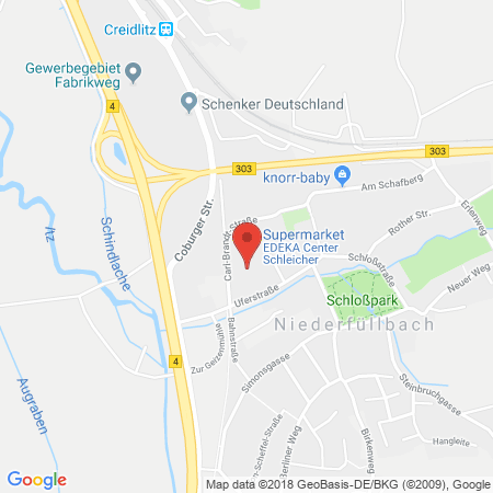 Position der Autogas-Tankstelle: Tankstelle Am E Center in 96489, Niederfüllbach
