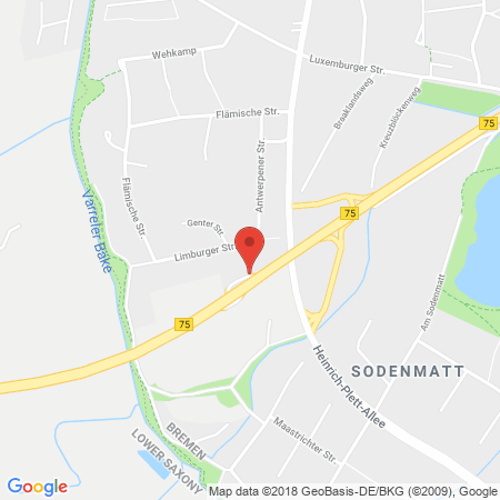 Position der Autogas-Tankstelle: Aral Tankstelle in 28259, Bremen