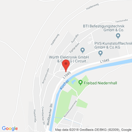 Position der Autogas-Tankstelle: Avia Xpress Automatenstation in 74676, Niedernhall