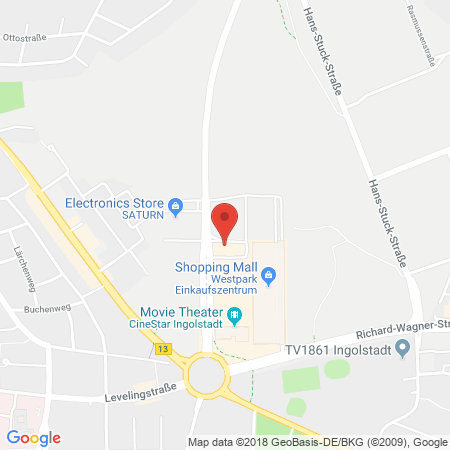 Position der Autogas-Tankstelle: E-center Tankstelle in 85057, Ingolstadt