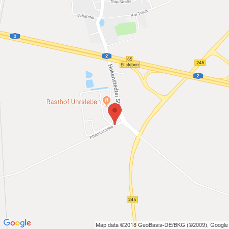 Position der Autogas-Tankstelle: Autohof/Rasthof Uhrsleben (Aral) in 39343, Uhrsleben