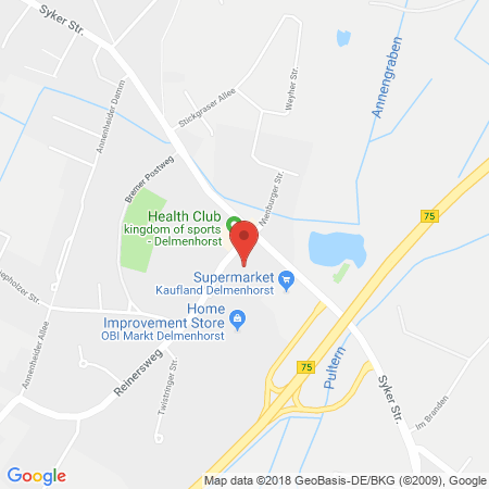 Position der Autogas-Tankstelle: Supermarkt-tankstelle Delmenhorst Reinersweg 2 in 27751, Delmenhorst