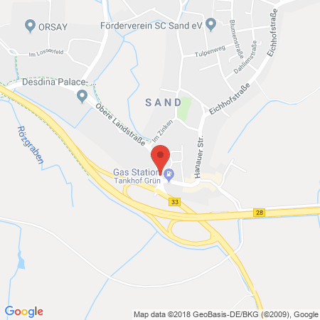 Position der Autogas-Tankstelle: Tankhof Grün - Willstätt in 77731, Willstätt-sand