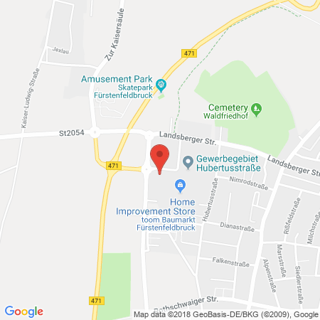 Position der Autogas-Tankstelle: Aral Tankstelle in 82256, Fürstenfeldbruck