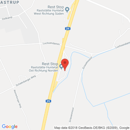 Position der Autogas-Tankstelle: Aral Tankstelle, Bat Huntetal Ost in 26203, Wardenburg