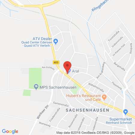 Position der Autogas-Tankstelle: Aral Tankstelle in 34513, Waldeck-sachsenhause