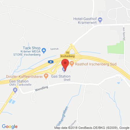Position der Autogas-Tankstelle: Shell Tankstelle in 83737, Irschenberg