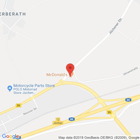 Position der Autogas-Tankstelle: AVIA Tankstelle in 41363, Jüchen