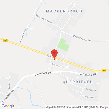 Position der Autogas-Tankstelle: Aral Tankstelle in 33813, Oerlinghausen