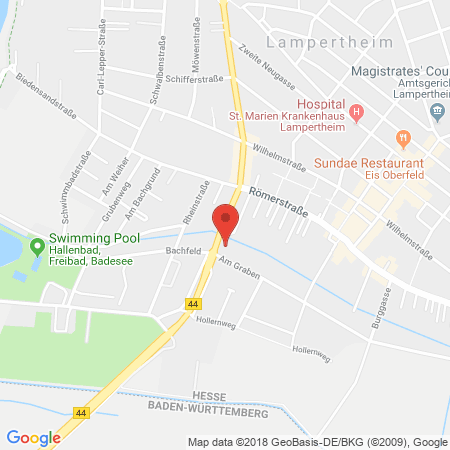 Position der Autogas-Tankstelle: Esso Tankstelle in 68623, Lampertheim