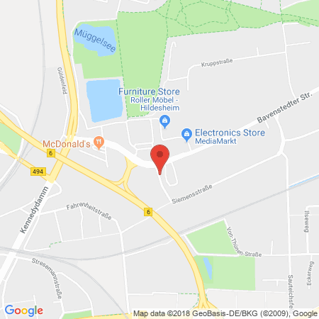 Position der Autogas-Tankstelle: Supermarkt-tankstelle Hildesheim Bavenstedter Str. 62 in 31135, Hildesheim