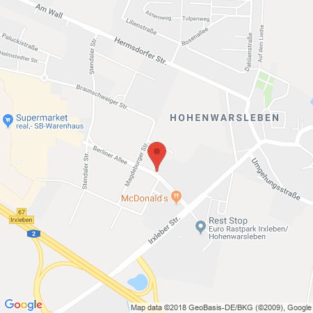 Position der Autogas-Tankstelle: Shell Tankstelle in 39326, Hohenwarsleben