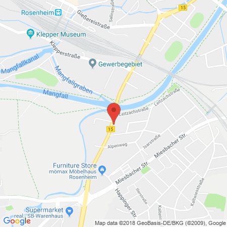 Position der Autogas-Tankstelle: JET Tankstelle in 83026, Rosenheim