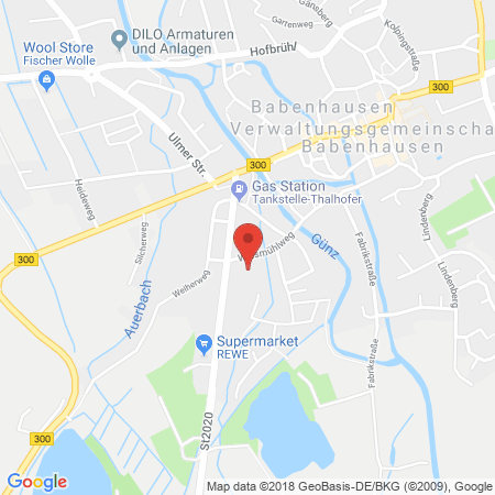 Position der Autogas-Tankstelle: Baywa Tankstelle Babenhausen in 87727, Babenhausen