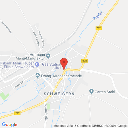 Position der Autogas-Tankstelle: Shell Tankstelle in 97944, Boxberg Schweigern