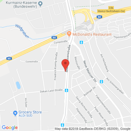 Position der Autogas-Tankstelle: Shell Tankstelle in 55129, Mainz